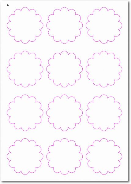 Etiketten im Sonderformat, Blumenetiketten zum selbergestalten und ausdrucken, 60x60 mm, DIN A4, blanko, weiss, matt, permanent klebend - SE70-33030