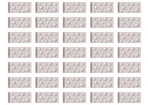 Biermarken / Wertmarken Bubble 55 x 30 mm zum selber drucken, A4 Bogen-fortlaufend nummeriert braun