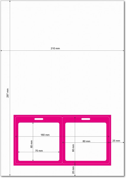 Gather 2 x ITP Zugangsausweis - Briefbogen mit Integrierter Karte 80x80mm Magenta