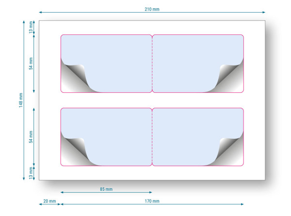 Twincard sk - DIN A5 Karte mit Integrierter Karte 85x54mm 2 Nutzen