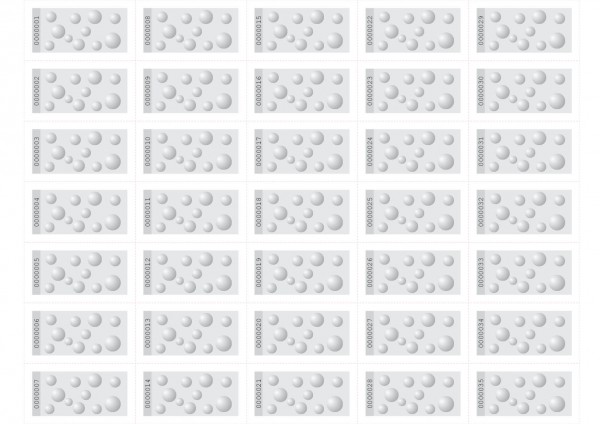 Biermarken / Wertmarken Bubble 55 x 30 mm zum selber drucken, A4 Bogen-fortlaufend nummeriert grau